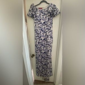 CH Carolina Herrera floor length Silk Floral Dress